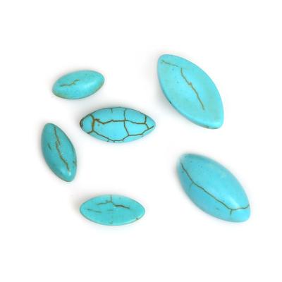 Cabochon con parte posteriore piatta in materiale turchese, mezzo ovale, in pietra incrinata, per accessori per gioielli fai da te