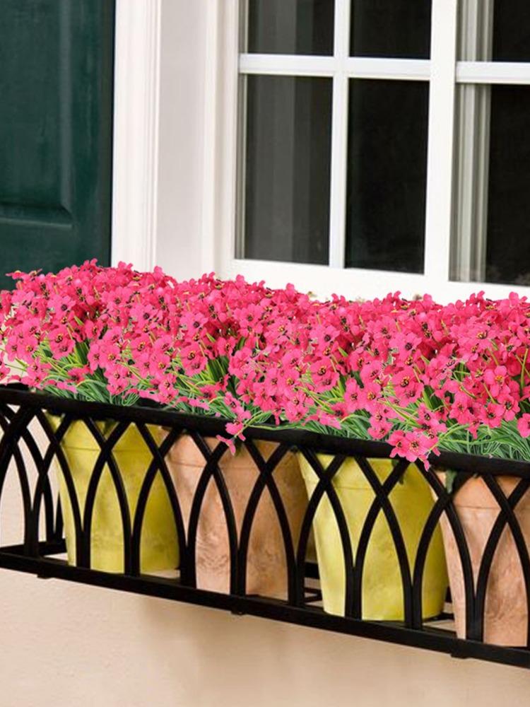 10 Bündel künstliche Blumen für den Außenbereich, UV-beständig, Kunstblumen, kein Verblassen, künstliche Kunststoff-Grünsträucher, Pflanzen für Küche, Zuhause, Hochzeit, Gartendekoration