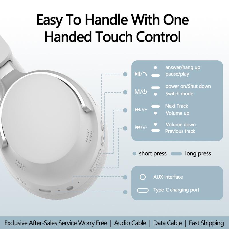 True Wireless Over-Ear Bluetooth Headphones with 3D Stereo Sound for Sports