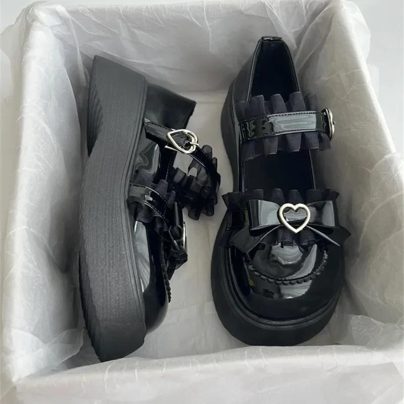 Modă 2024 Pantofi Noi Loafers Vârf Rotund Talpă Groasă JK Lolita Mary Jane Pantofi Drăguți de Damă cu Fundă Dulci Simpli Confortabili Versatili Casual