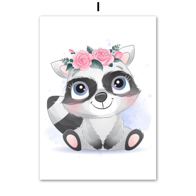 Koala Panda Waschbär Pinguin Wal Krake Robbe Nordic Poster und Drucke Wand Kunst Leinwand Malerei Wand Bilder Kinderzimmer Dekor