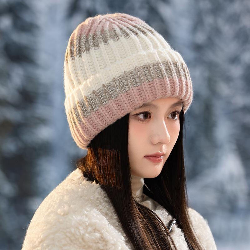 Outdoor Autumn and Winter Casual Knitted Hat Warm Wool Hat Windproof Ear Protection Stack Hat Women