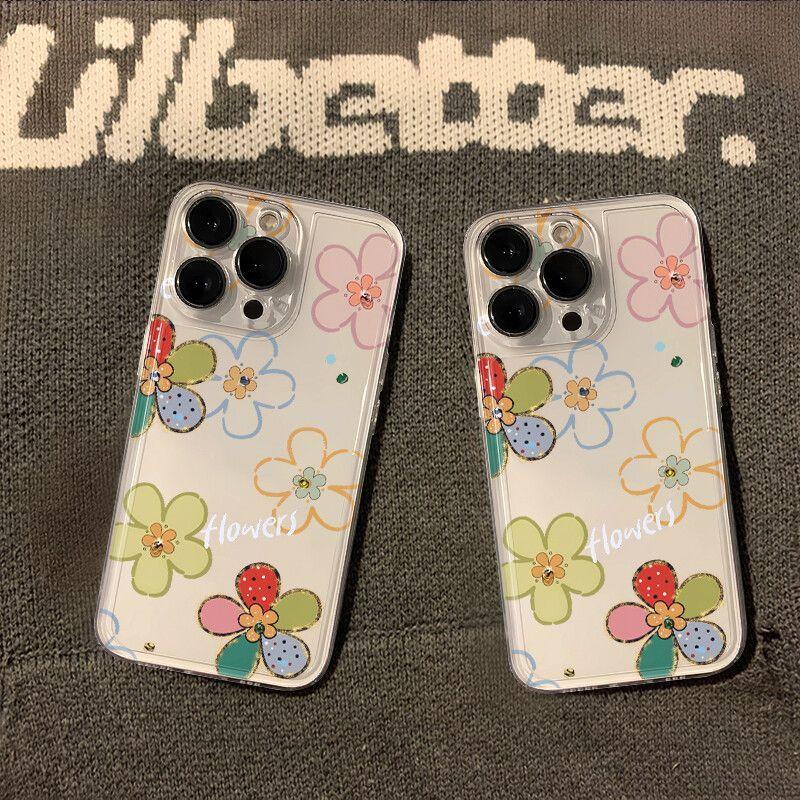 Colorful Petal Soft Phone Case for iPhone 17 Air 16 15 14 11 Pro Max Plus 13 12 Mini X 8 7 Transparent Cover Fundas for Girls
