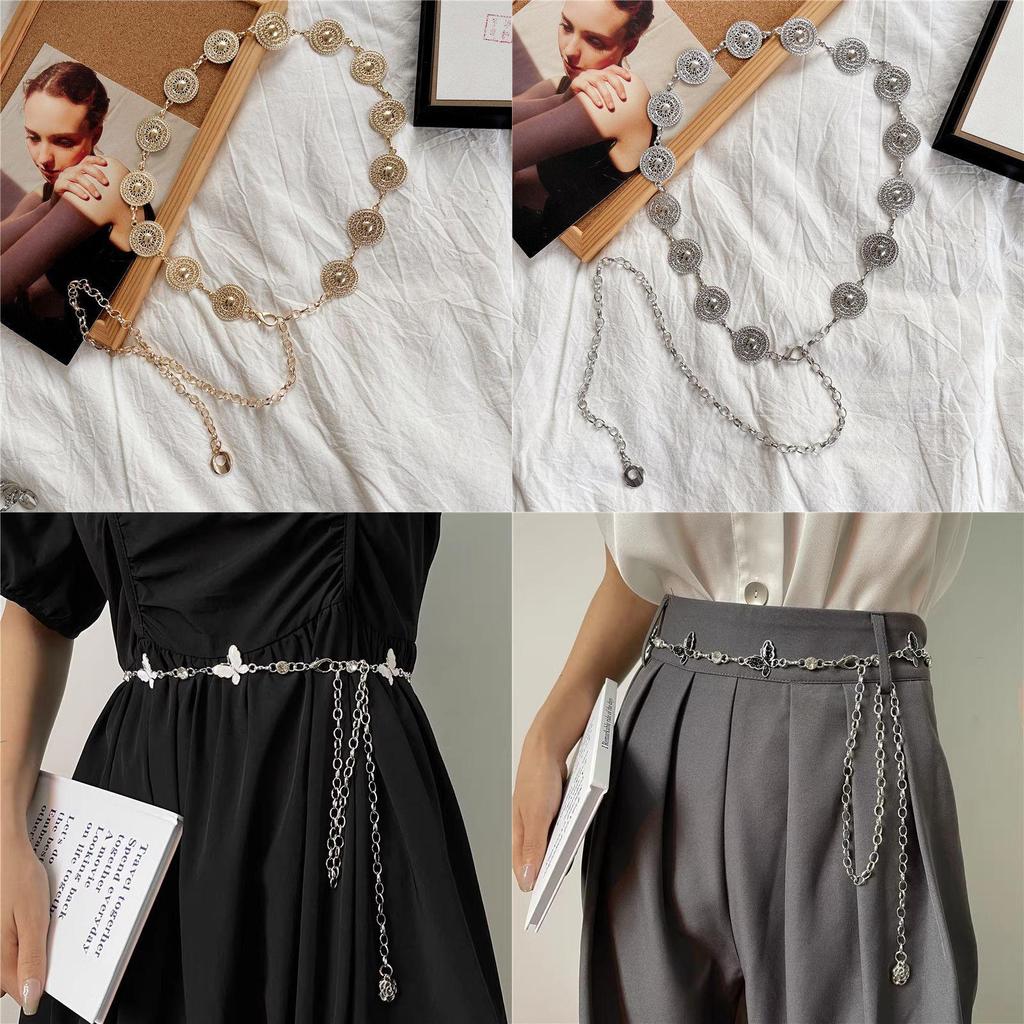 Metal Luxe Vintage Waist Chain For Women With Beautiful Decorative Elements And Stylish Colors