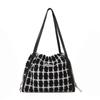 Trendy Plaid Large Capacity Korean Style Tote Bag For Women 2023 Chic