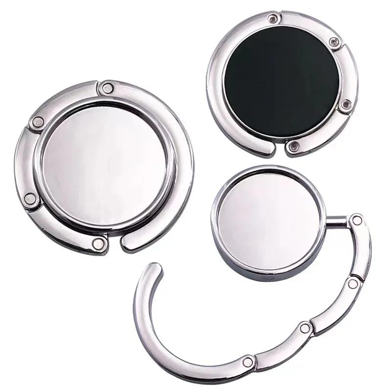 Portable Folding Multi-Purpose Hooks Bag Crystal Alloy Purse Bag Holder Hanger Handbag Hook Table Hook Circle Shape
