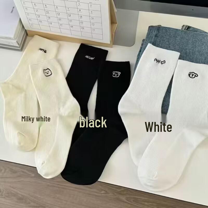 

Японские мультяшные носки до середины икры в вертикальную полоску для женщин - Милые, тонкие, однотонные летние носки One Size белый/кремовый