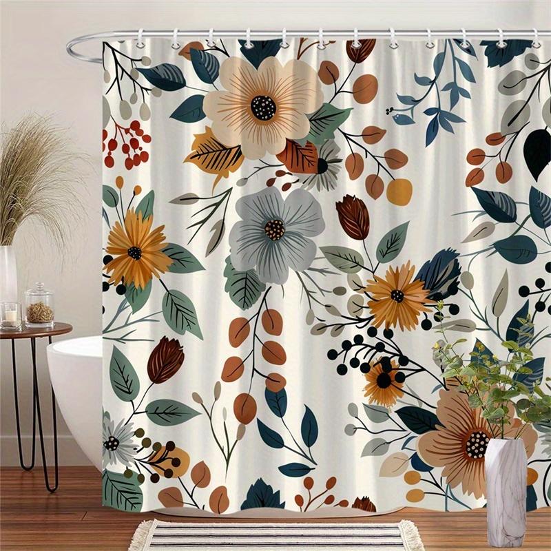 

1 Piece Modern Floral Bathroom Decorative Shower Curtain, Polyester Fabric, Machine Washable, Suitable For Bathroom Decoration W60H190(CM)-1 Pcs