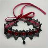 Sexy Black Lace Choker Necklace for Women Punk Velvet Geometric Hollow Flower Adjustable Necklace Halloween Jewelry Accessories