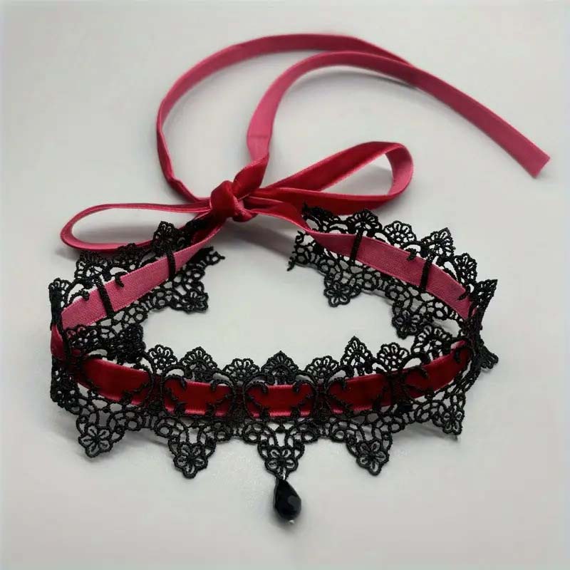 Sexy Black Lace Choker Necklace for Women Punk Velvet Geometric Hollow Flower Adjustable Necklace Halloween Jewelry Accessories