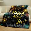 Bright fireworks and "Happy New Year!" text on a festive, dark background. for all seasons blanket lunch break throw gift