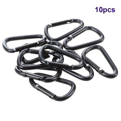 10pcs Practical Key Ring Backpack Aluminum Zinc Zinc Alloy Black Keychain Carabiner Hook Hanging Buckle