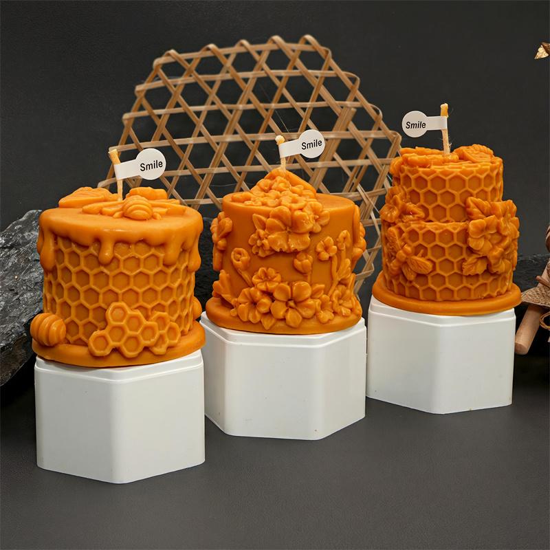 3D Honeycomb Cake Bee Silicone Candle Mold DIY Bee Cake Flower Shapes Candles Gypsum Home Decor Gift