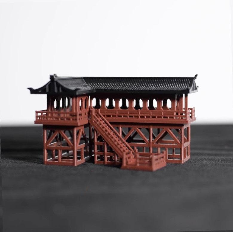 Qiaolin 3D Printing Corner Style Stilted House Chinese Model Pavilion Bonsai Ancient Architecture Landscape Decoration Ornament