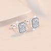 Emerald & Radiant Cut Handbag-Shaped 925 Sterling Silver Stud Earrings, Pt950 Plated, Fashion Ear Jewelry for Women.