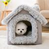 Foldable Indoor Pets House Winter Plush Washable Cat House Cats Bed Warm Washable Dogs House Dog Bed Tent Strap Detachable Mat