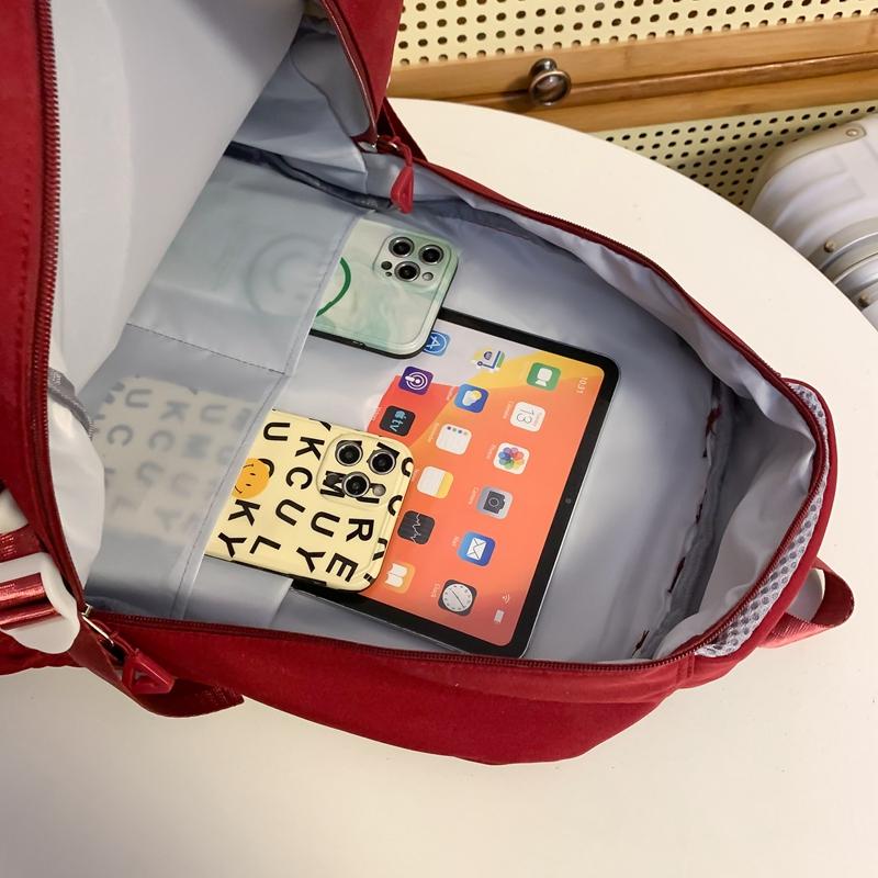 Men's Splicing Backpack Middle School Student Schoolbag Women's Large Capacity Campus Backpack