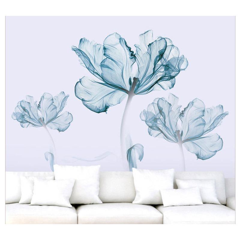 DIY Purple Lavender Living Room Wall Stickers Decor Self-adhesive Flowers Butterfly Wall Decals Mural Bedroom Home Decorations