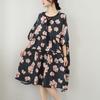 Kurzarm Übergröße Baumwoll-Leinen Vintage floral Neu im Sortiment Kleider für Damen Freizeit locker Midi Sommerkleid
