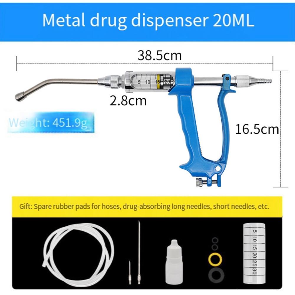 M-Modern-Veterinary Medicine Dispenser, Sheep Drench Gun Adjustable Veterinary Metal Feeding Gun Continuous Drench Gun