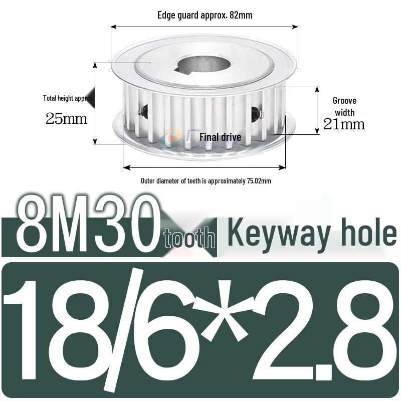 Double-Sided 8M Timing Belt Pulley, 30 Teeth, AF Type, Groove Width 16/21/27mm, Inner Hole 8-40mm.