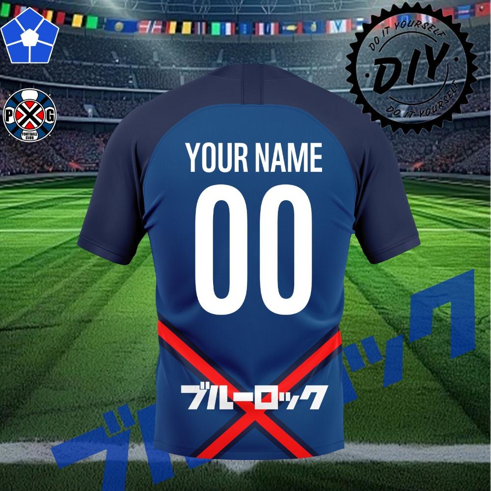 P.X.G Blue Lock Tee Anime Paris X Gen Jersey Football Uniform No.9 Rin Shidou Cosplay T Shirts Casual Sports Custom Name Tops