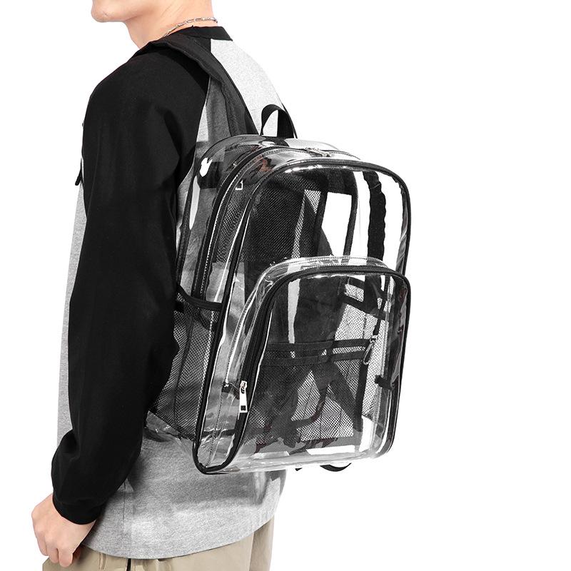 Schoolbag1011 new niche personality PVC transparent backpack men and women large capacity waterproof double backpack jelly bag