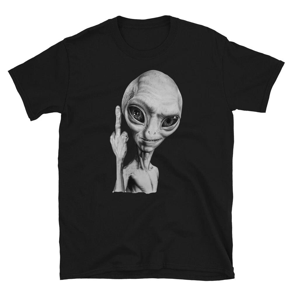 

ALIEN GREENS EXTRATERRESTRIAL FINGER FUNNY GRAPHIC Short-Sleeve Unisex T-Shirt M