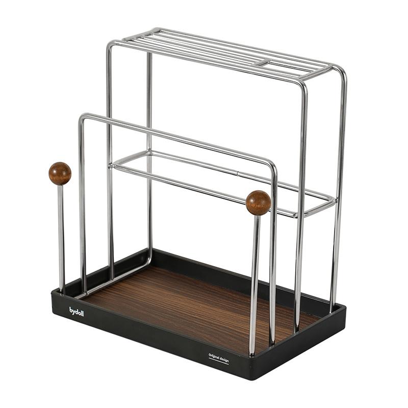 Stainless Steel Knife Holder Multi Function Kitchen Organizer for Knives and Cutting Boards Countertop Storage Rack with Utensil Storage Space