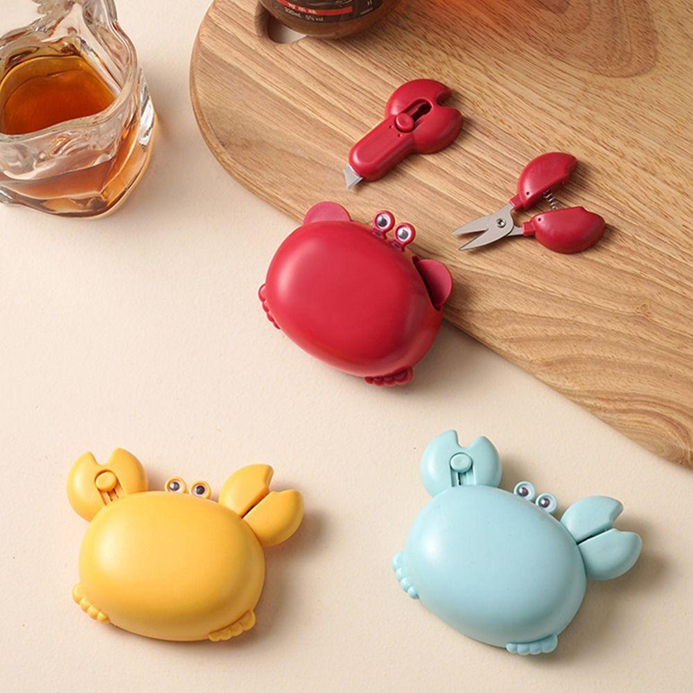 Cartoon Crab Crab Bottle Opener with Mini Scissors&Box Cutter Magnet Opener Daily Home Use