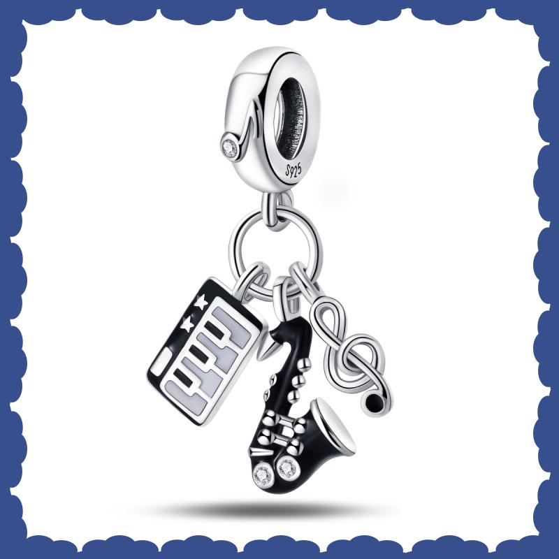 Sell New Copper Music Series Guitar Violin Charm Beads Fit Brand Original Bracelet Diy Fine Jewelry Making