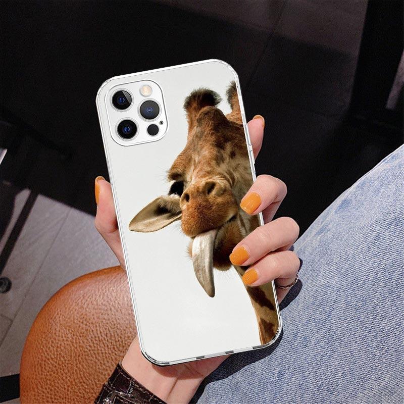 Cute Cartoon Giraffe Animal Phnoe Case for Iphone 17 Air 16 16E 11 12 13 Mini 14 Plus 15 Pro Max 7 8 + SE 2020 Phone Cover Coque