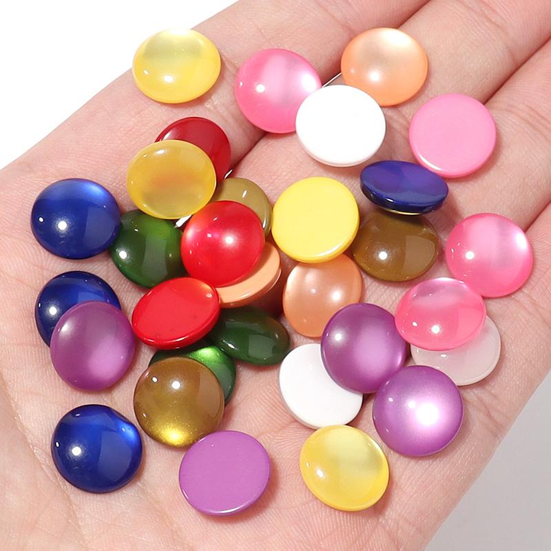 50Pcs/Lot 10 12mm Resin Beads Imitation Cat Eye Colorful Half Round Cabochon For Jewelry Making Diy Earrings Ring Jewelry Cameo