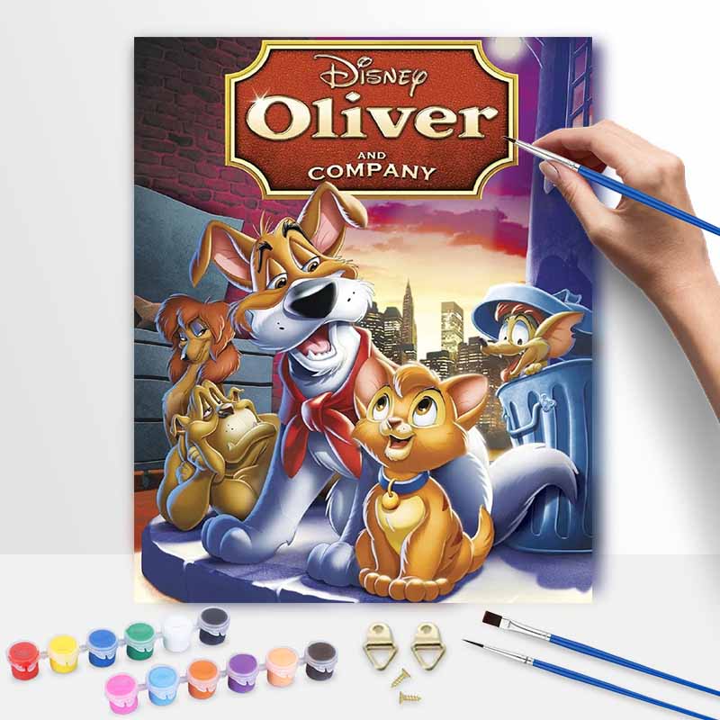 Disney Oliver Company oil painting kit painting art home bedroom wall decoration handmade diy gift Oliver and Company 20x30cm