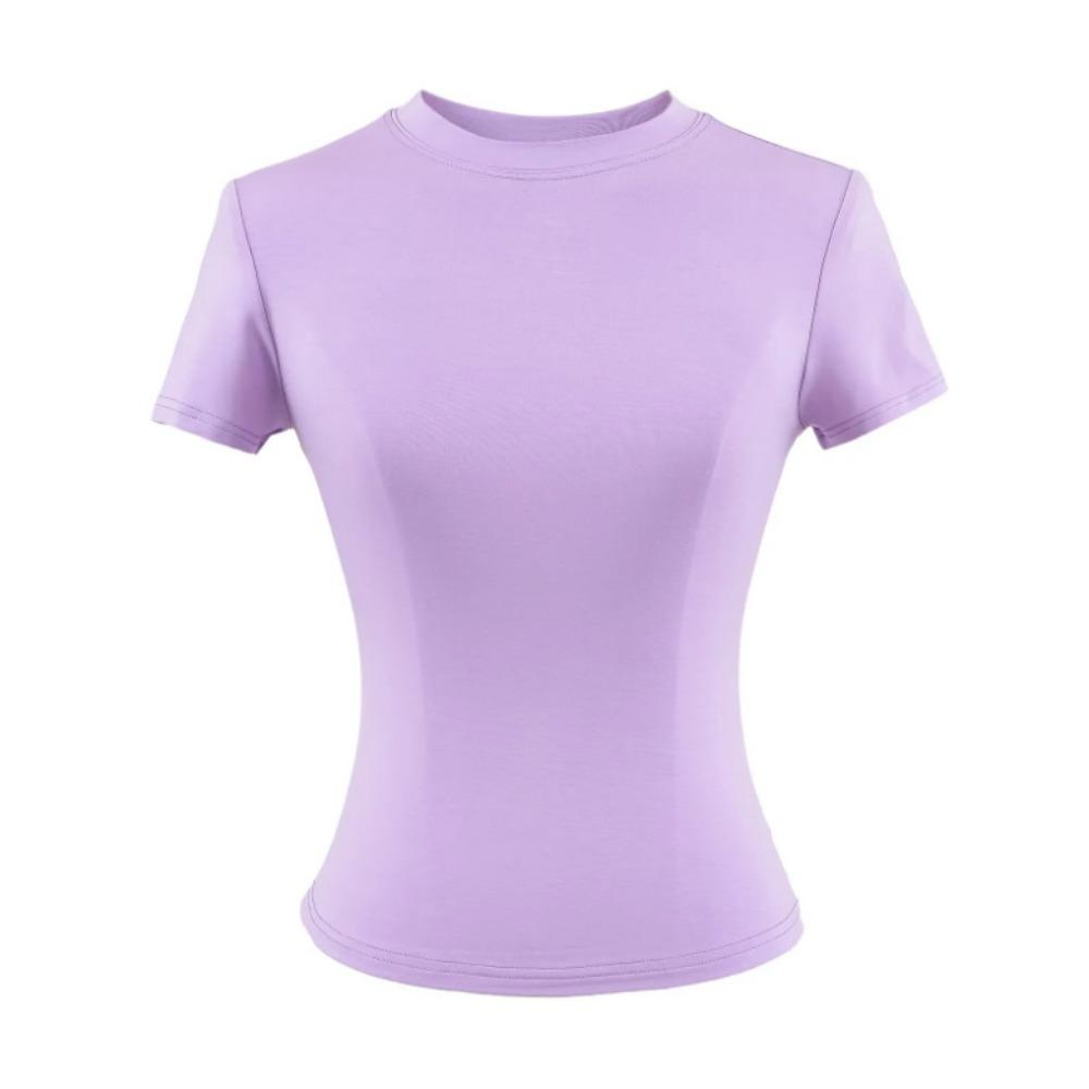 Summer New Spice Girls Solid Kardashian Same Round Neck Slim Fit Short Bottomed Shirt Basic Short Sleeve T-shirt