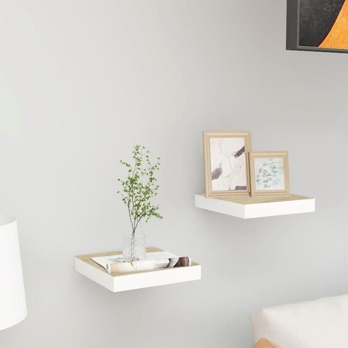 VidaXL Étagères murales 2 pcs Chêne et blanc 23x23,5x3,8 cm MDF