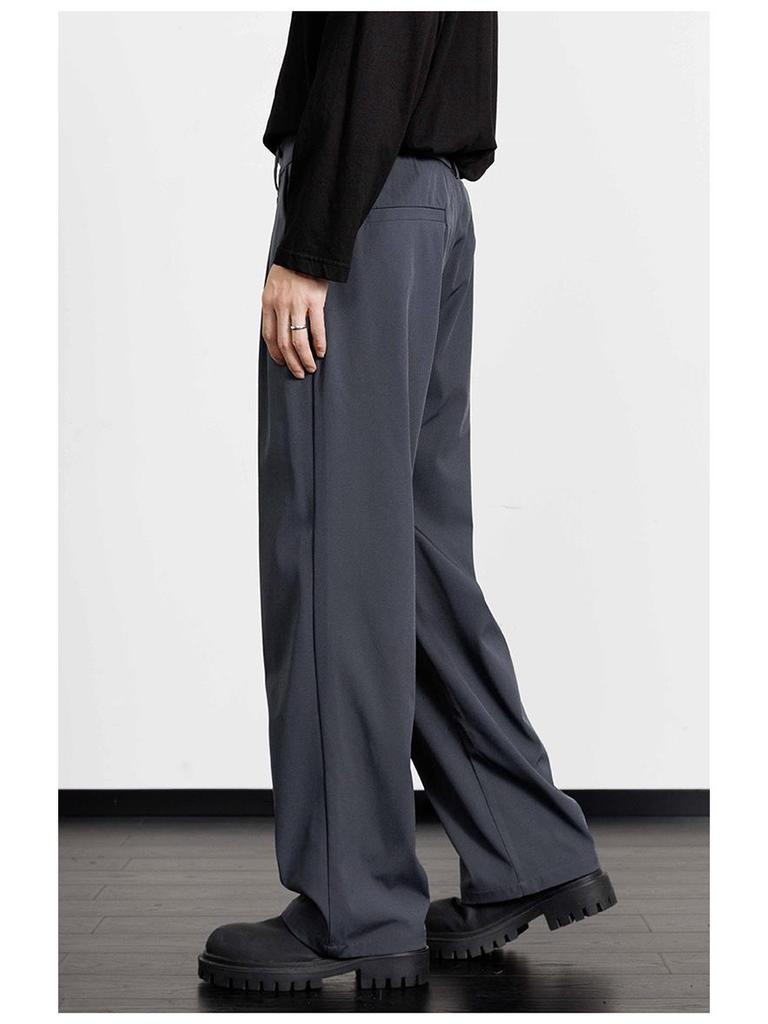 Men's High-End Korean Trend Wide-Leg Suit Trousers - Anti-Wrinkle, Loose, Straight and Casual Fit