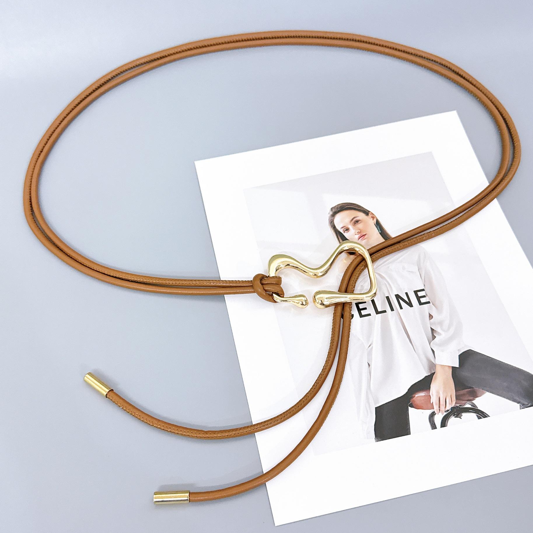

Elegant Leather Knotted Waist Rope - Women s Versatile Fashion Accessory Length 120cm