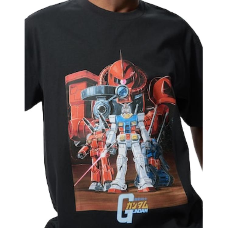 Uniqlo X Mobile Suit Gundam 45th Anniversary Collaboration SS25 Round Neck Graphic Letter Print Casual Short Sleeve T-Shirt Unisex T-Shirt 480143-09