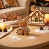 Christmas Party Supplies 3Pcs Gingerbread House/Elk/Santa Claus Ornaments, Tiered Tray Decor, Festive Fireplace Ornaments Rustic Wooden Figurines for