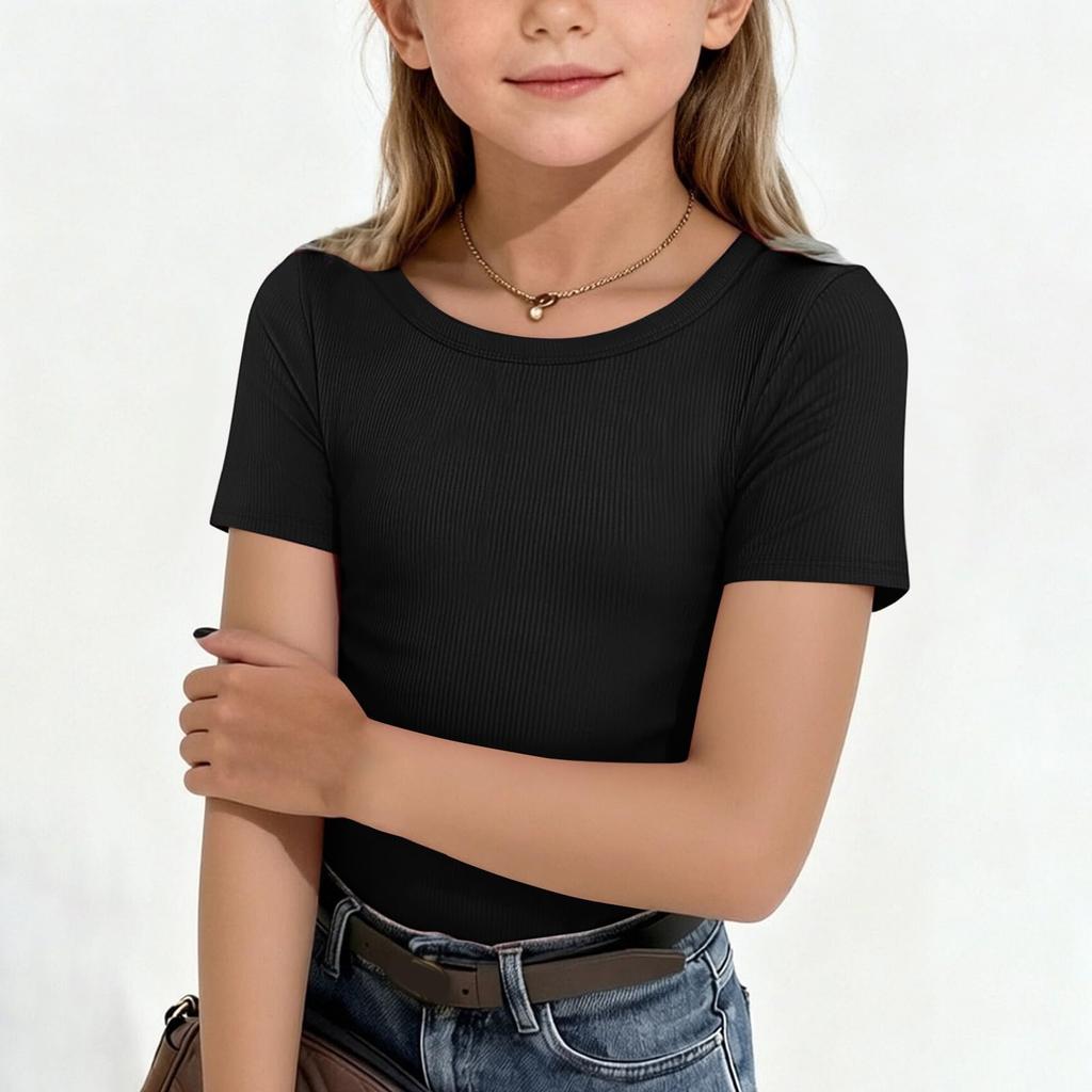 Children's Striped Knit Short-Sleeve Fitted T-Shirt