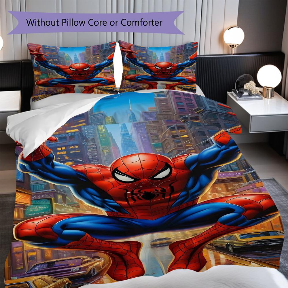 1PC Spider-Man pattern Bedding Quilt Set Quilt Cover Pillowcase Home Decoration Birthday Gift (1 * duvet cover + 2 * pillowcase, without core)