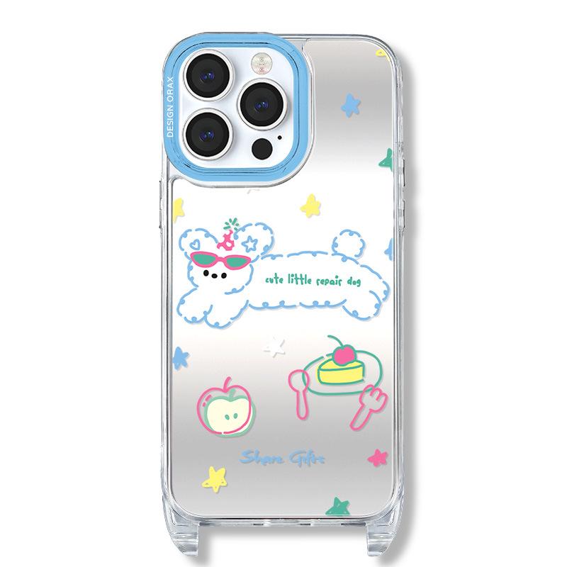Zhitai Summer Lanyard Mirror Case for iPhone 14/15 Pro & 12/13 - Fits Apple Mobile Phones, Ideal for Women