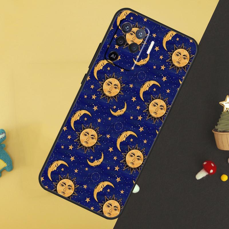 Sun Moons Star Signs Celestial Case For Oppo A60 A80 A40 A15 A16 A17 A57 A94 A74 A54 A76 A96 A18 A38 A58 A78 A98 A5 A6 Pro