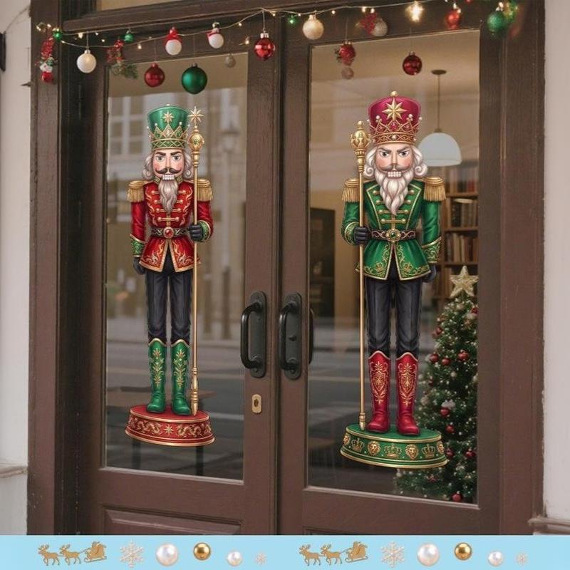 Schiaccianoci Soldato Statico Adesivo da Finestra Rimovibile in PVC Decorazione per Hall Hotel Festival di Natale
