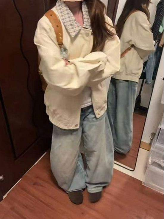 2025 Autumn Women's Retro Loose Square Neck Jacket - Korean Style Casual Coat