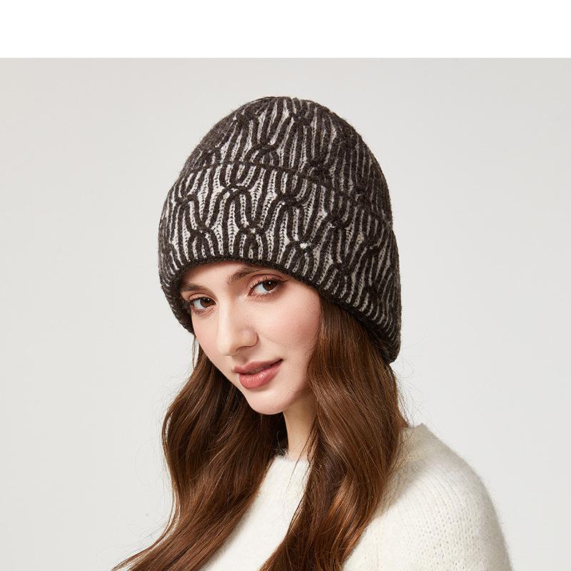 Winter Women's Big Head Circumference Knitted Hat Elastic Cap