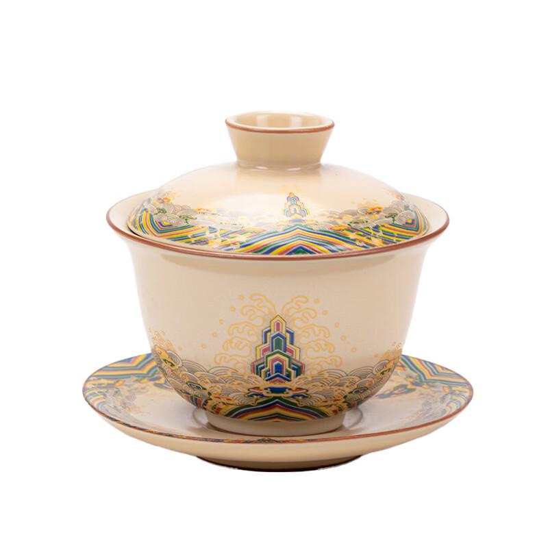 Ru Kiln Wave Cliff Sancai Gaiwan Tea Set