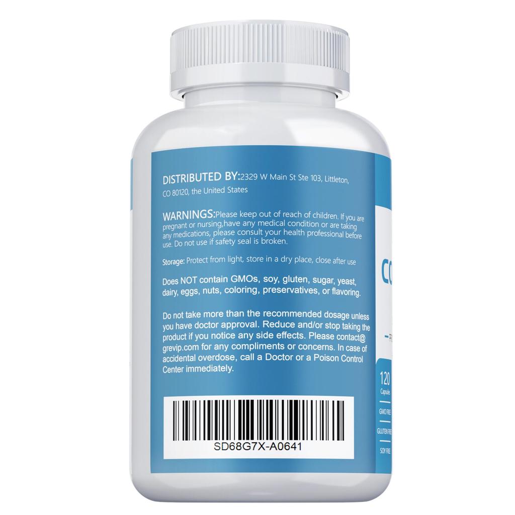 Bovine colostrum dietary capsules, high purity, immunoglobulins, boosts immunity, suitable for adults.