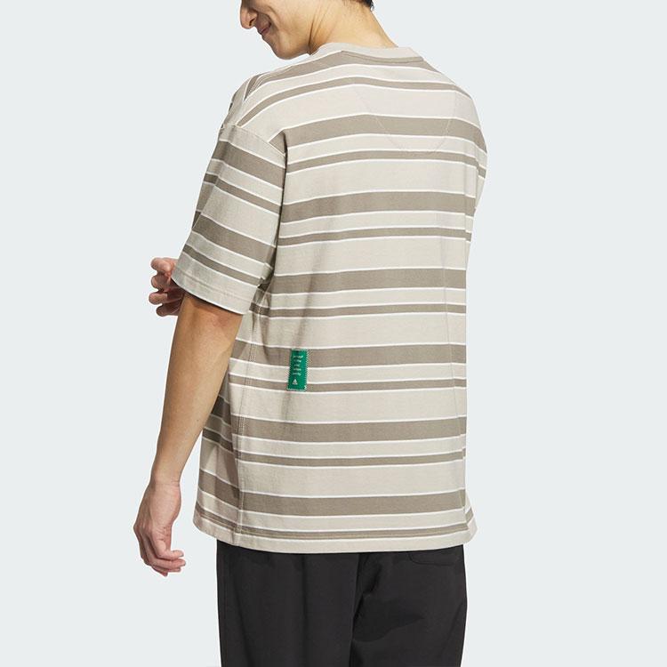 adidas Sportswear Men's FL Stripe T-Shirt Tan Olive Green IT3928